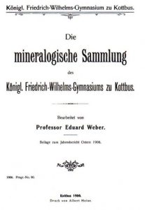 Titelblatt des Katalogs der mineralogischen Sammlung des Friedrich-Wilhelms-Gymnasiums